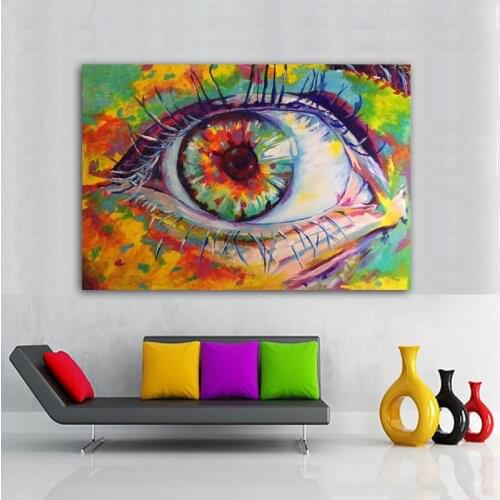 RELIABLI ART Canvas Painting Abstract Colorful Eye Posters And Prints Cuadros Painting for Living Room Wall Art Decor NO FRAME