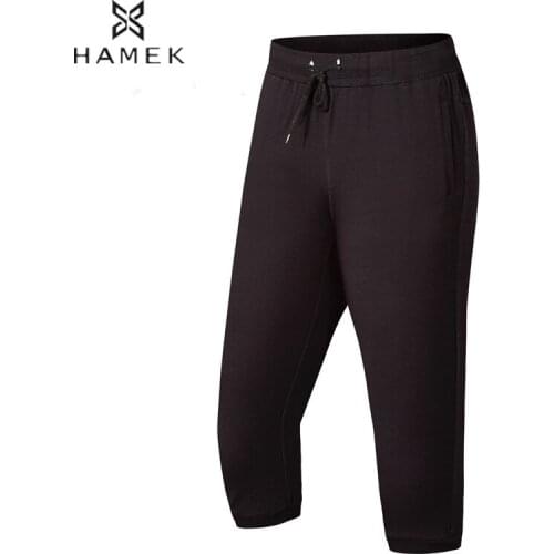 Men Pure Cotton Running Pants With Pockets 3/4 Sports Trousers Boy Basketball Jogging Wear Solid Color Fitness Workout Pnats