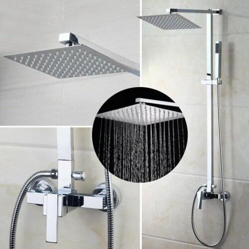 New Style Bathroom Stainless Steel Shower Set Household Wall-mounted 8 Inch Chrome-plated Bathroom Rain Shower Faucet Set