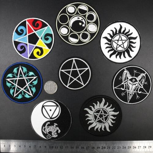 New Magic Array Stars Punk Embroidered Appliques Punk Style Rainbow Colorful Patches Sew Parches Moon Coat Jeans Hat Badges