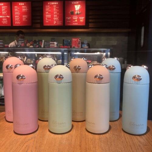 Personalized cartoon thermos mug for men and women, cute style, simple and compact personality, trendy gift portable water cup