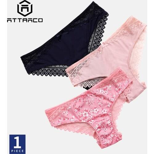 ATTRACO Womens Panties Underwear 1 PCS Lace String Tanga Bikini Briefs Lingerie Hipster Thong Transparent