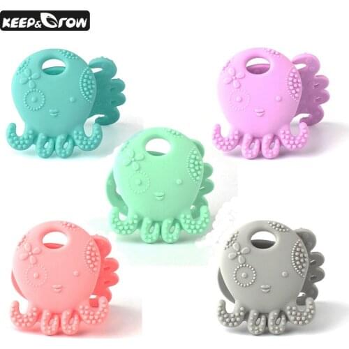 10Pcs Octopus Jellyfish Baby Teether Cute Baby Nursing Soft Safe Silicone DIY Pacifier Pendant Teething Necklace Beads BPA Free
