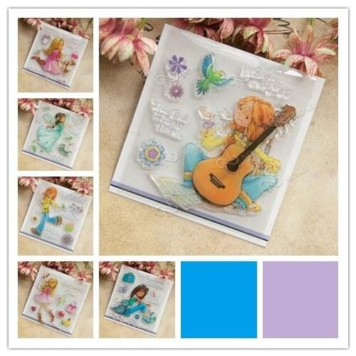 CARTOON Long haired girl Transparent Clear Silicone Stamp/Seal for DIY scrapbooking/photo album Decorative clear stamp sheets