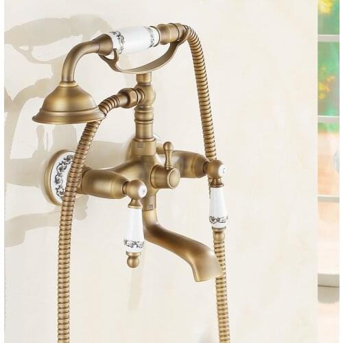 Bathtub Faucets Antique Bathroom Tub Mixer Faucet New Ceramic Style Handheld Bathtub Faucet Wall Mounted Shower Faucet