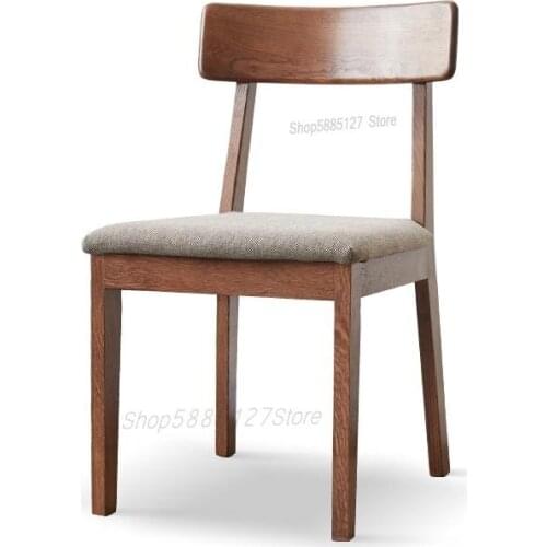 Solid Wood Dining Chair Simple Modern Home Office Computer Chair Nordic Restaurant Soft Bag Leisure Back Chair