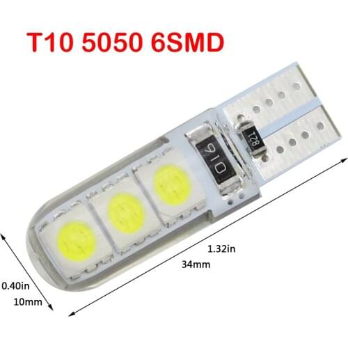 T10 W5W 6SMD Car LED Bulb Turn Signal Light Auto Interior Dome Reading Light License Plate Wedge Side Super Bright White 12V