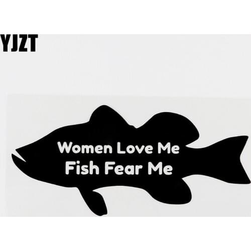 YJZT 16.5CMX7.6CM Women Love Me Fish Fear Me Fun Vinyl Car Sticker Decal 8C-0179