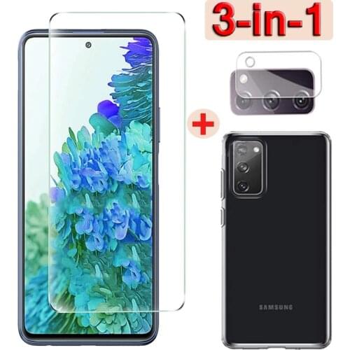 3in1 s20fe protective glass case for Samsung Galaxy S20 FE A51 A71 Note 10 S10 lite A31 Camera Screen Protector s20 S21 M12 A52