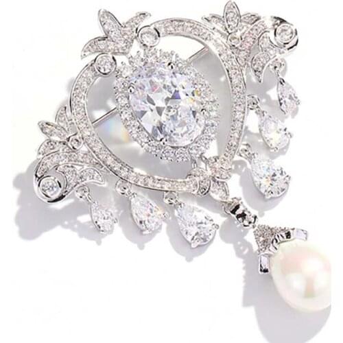 47x60mm Womens High Quality Brooch CZ-inlaid ,Fashion Style For Woman Christmas Gift 1 Pair