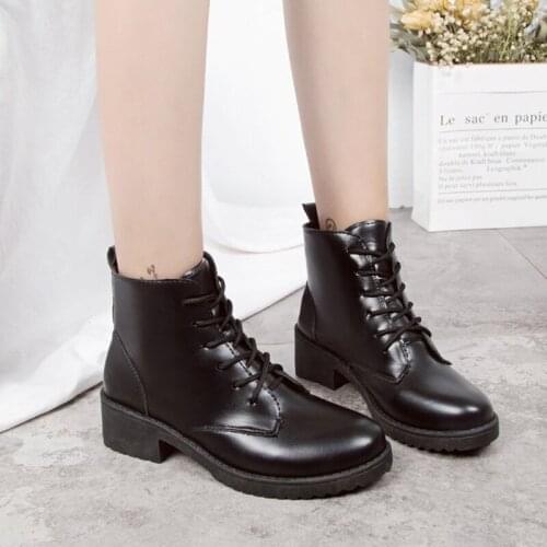 2021 Chunky Platform Lace-up Boots Women Motorcycle Ankle Boots Female Punk Shoes Black Martens Boots Womens Shoes NVXUE66