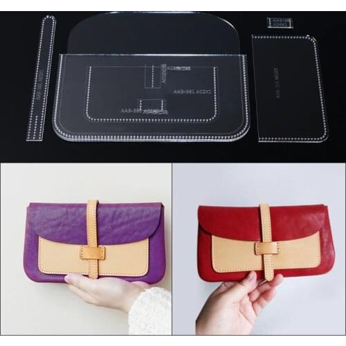 1set 23*12.5*1cm Acrylic Sewing Pattern Leather Craft Womens clutch money clips bag wallet Acrylic Stencil Template