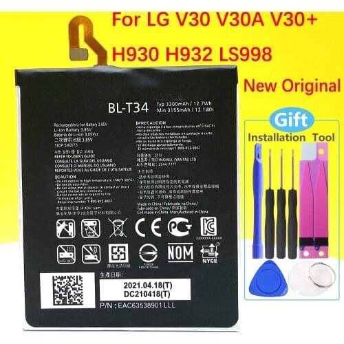 100% Original BL-T34 For LG V30 V30A H930 H932 LS998 3155mAh NEW High quality 3300mAh battery