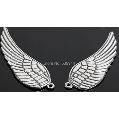 16*48MM 40pcs/lot Vintage Silver/Bronze Color Angel Wings Jewelry Charm Pendants