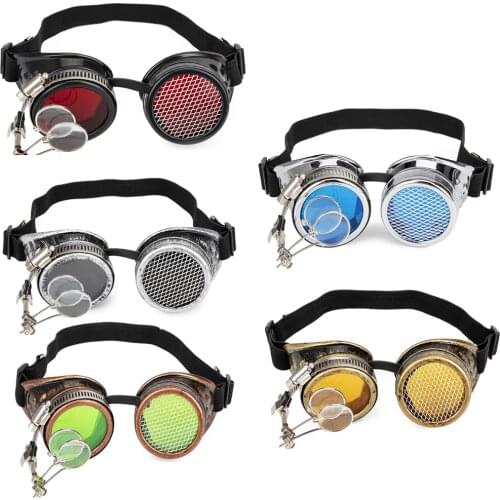 2020 Welding Goggles Steampunk Cosplay Fashion Men Women Kaleidoscope Rave Rainbow Crystal Lenses Steampunk Goggles