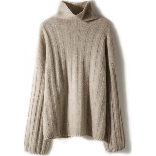 2021 woman winter 100% Cashmere sweaters knitted Pullovers jumper Warm Female Turtleneck blouse blue long sleeve clothing