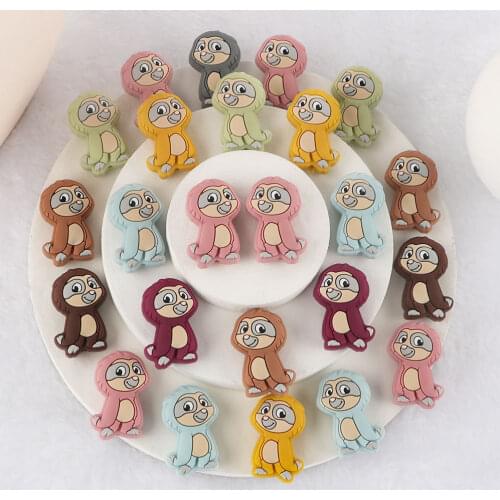 Kovict 50/100Pc Mini New Sloths Silicone Beads Food Grade Teether DIY Pacifier Chain Necklace Accessories Baby Molar Toys