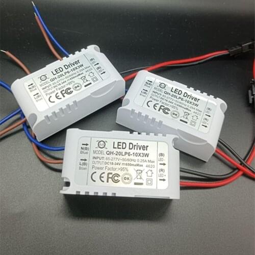 2pcsHigh quality 600mA 6-10x3W Isolated Led Driver 18W/19W/20W/21W/22W/23W/24W Power Supply AC 85V~260V 110V 220V for LED lights