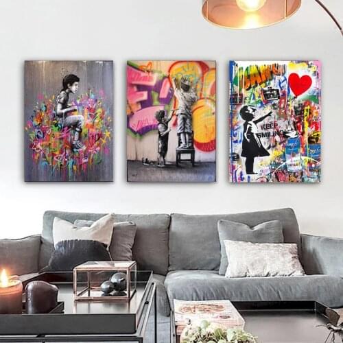 Abstract Canvas Modern Graffiti Art Girl Painting Wall Art Poster Canvas Living Room Bedroom Home Wall Decoration Painting