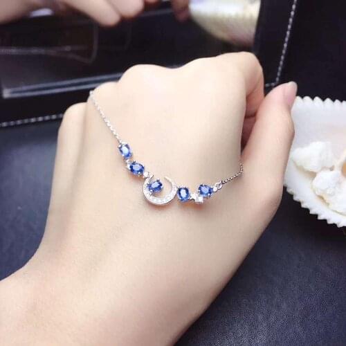 Natural Real Sapphire Necklace Natural Pendant Solid S925 Sterling Silver For Women Pendant