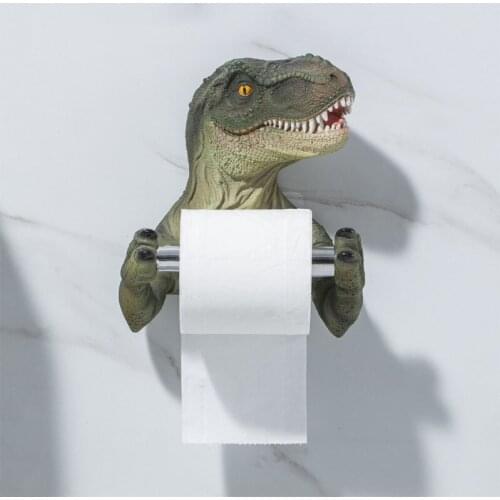 Tyrannosaurus-shaped Tissue Holder Household Bathroom Free Perforated Tissue Holder Wall Hanging Decoration Gift Tissue Storage