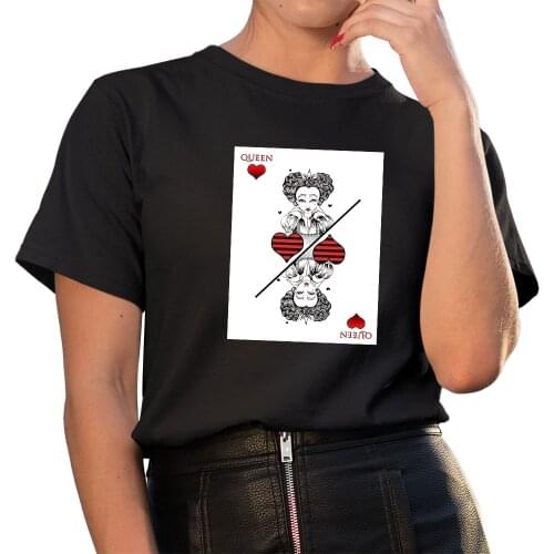 Women T Shirt Personality Red Queen Print Tshirt Fun Summer Kawaii Harajuku Alice in Wonderland T-shirt Girls Tee Female Tops