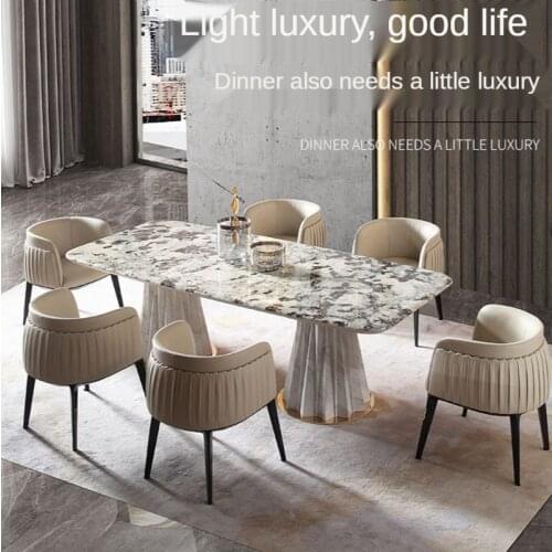 Italian luxury natural marble dining table high-end dining table and chair combination high-end custom-made 1.8 meters