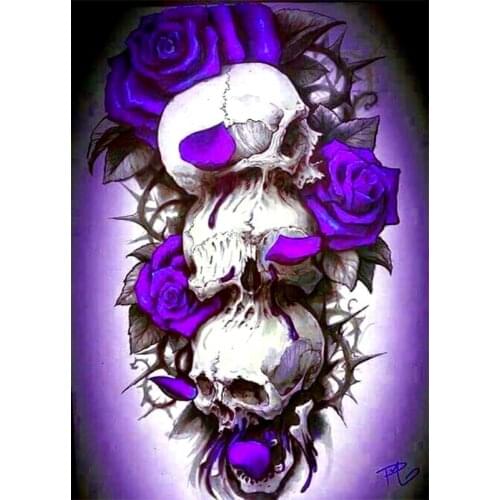 Full Square&Round Drill 5D DIY Diamond Painting "Skull and rose" 3D Embroidery Cross Stitch Mosaic Rhinestone Home Decor Gift