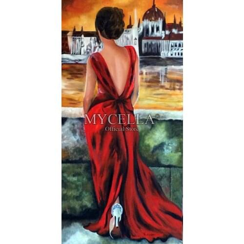 Red dress beauty Full Drill Diy Diamond Painting Cross Ctitch Kits 5D Diamond Mosaic Embroidery girls Mosaic Paintings Home Deco