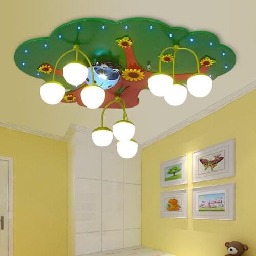 Creative green tree LED ceiling lamps childrens room men and girls bedroom cartoon lighting kindergarten ceiling light ZA92755
