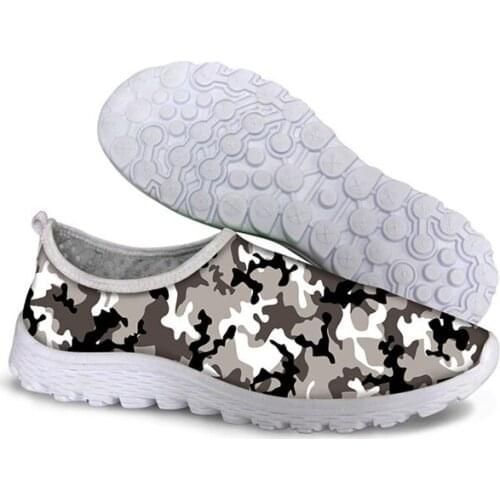 HYCOOL Women Shoes Flat Fashion 3D Army Camouflage Printing Ladies Sneakers Females Running Beach Footwear Slip-On Lightweight