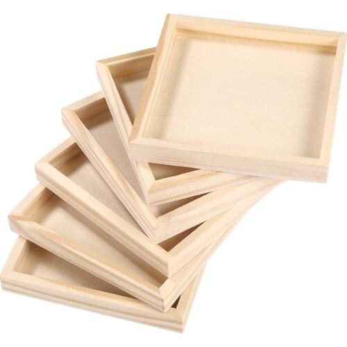 LIOOBO 6PCS Hexahedral Painting Tray 9/16 Puzzle Blocks Tray Wooden Pallet 3D Solid Puzzle Tray Without Hexahedral Puzzle