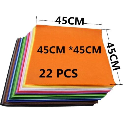 45*45cm 22 Colors/Lot 1mm Nonwoven Felt Fabric Sheet Diy Handmade Polyester Cloth Crafts For Sewing Toys Dolls Home Decoration