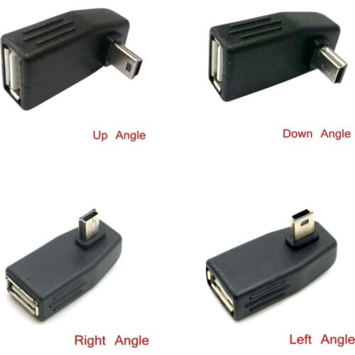 Mini USB 2.0 Up & Down & Left & Right Anlgled OTG USB Female to Mini 5P Male Adapter Connector 90D USB OTG HOST