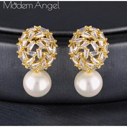 ModemAngel Hot Sale Women Earrings Fashion Imitation Pearl Earring For Geometry Party Wedding Brincos