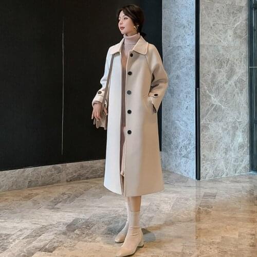 Fashion Woolen Coat Womens Middle And Long Style 2021 Autumn And Winter New Korean Student Hepburn Style Gentle Woolen Coat