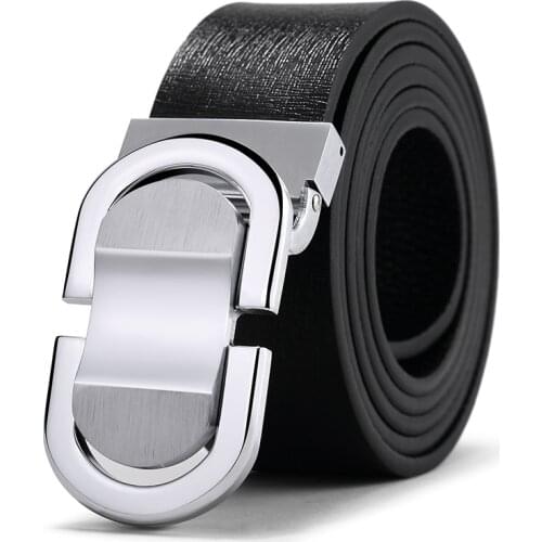 WILLIAMPOLO mens belt leather fashion silver gold automatic buckle belt casual business 065-066p