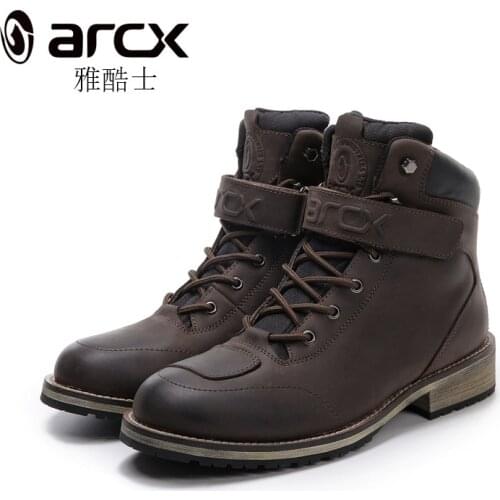ARCX Motorcycle Boots Leather Motocross Boots Motorcycle Touring Riding Boots With Shell Protection leather Retro Martin boots