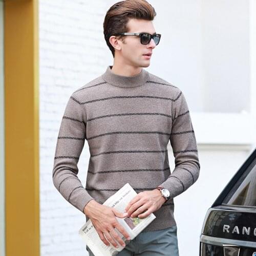 Mens New 100% Pure Cashmere Sweater Fashion O Neck Knit High-end Pullover 2019Autumn Winter Wild Thicken Bottoming shirt