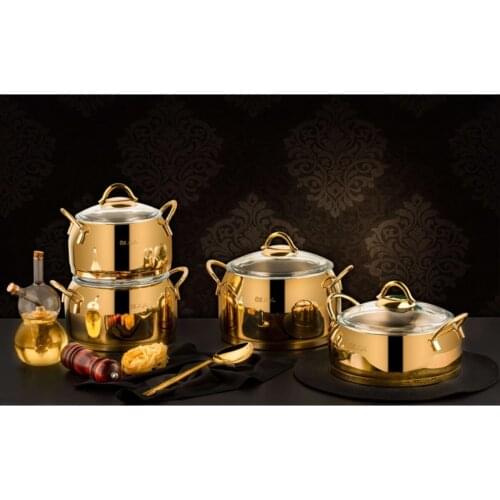 Titanium Gold design Cookware Set 8 Piece rice cooker hot pot pot pasta stockpot stylish and beautiful quality can not be cheaper