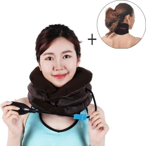 Inflatable Cervical Vertebra Traction 3 Layers Soft Cloth Soft Relax Cervical Collar Correct Neck Support Brace Apparatus