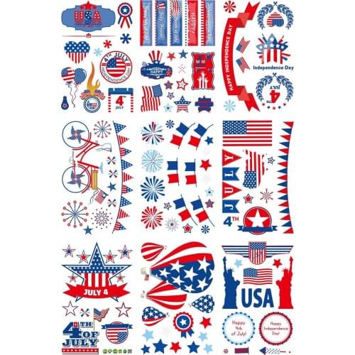 Independence Day Wall Stickers Home Decoration Accessories Decals Stars Stripes Decor USA Patriotic Gnome Sticker Dropshipping