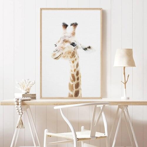 Baby Safari Nursery Wall Art Canvas Poster Giraffe African Animal Print Painting Nordic Kids Bedroom Decoration Picture No Frame