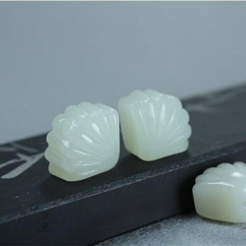 Natural hetian jade handcarved shell DIY 100% real jade pendant earring jade accessories septa scattered beads for women