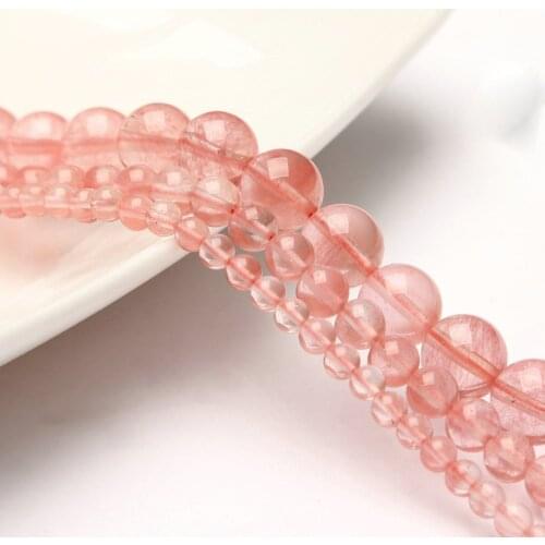 Natural Cherry Quartz Stone Beads Round Loose 15" Strand 4 6 8 10 12MM Spacers Beads for Jewelry Making DIY Bracelets