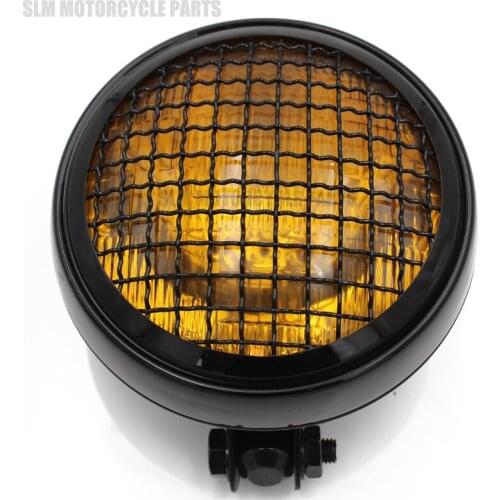 New 5.90 inch Vintage Style Grille Headlight Mesh Grill Motorcycle Headlight Lamp For Retro Cafe Racer Bobber Bike Cruiser