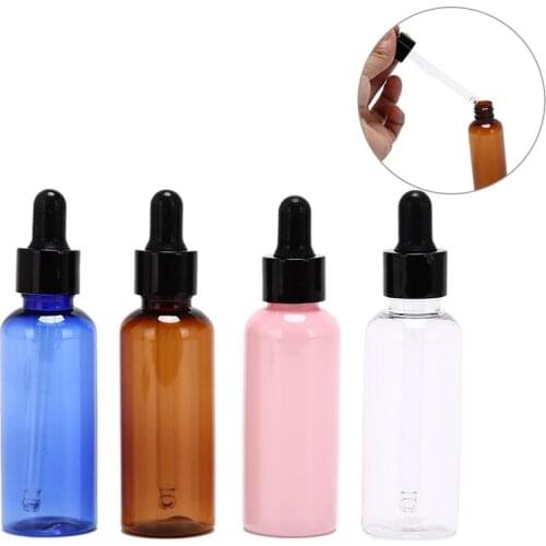 NEW ! 50ml/bottle Dropper Empty PET Aluminum Dropper Oil Essential Bottle In Refillable Drop Liquid Pipette Bottles 2020