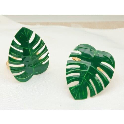 8pcs/lot New napkin ring metal green turtle leaf napkin buckle Christmas party wedding napkin ring desktop decoration