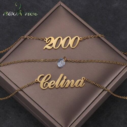 Nextvance New Custom Stainless Steel Necklace Personalized Three Layer Two Name Zircon Pendant Family Lover Best Jewelry Gift