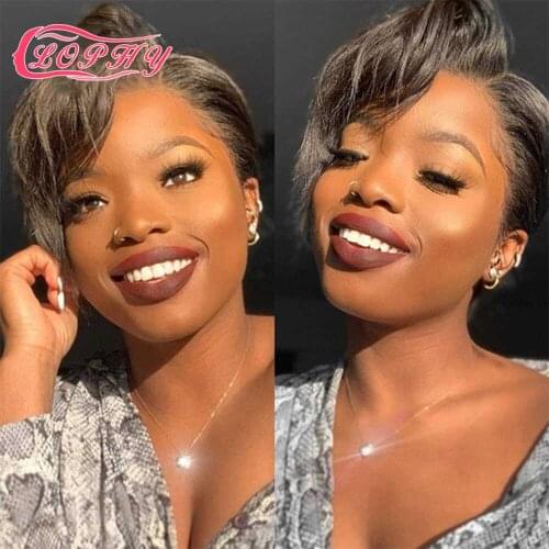 Short Pixie Cut Wigs Straight Bob Human Hair Wig Full Machine Made Human Hair Wigs For Black Women No Lace Cheap Hair Bob Wig